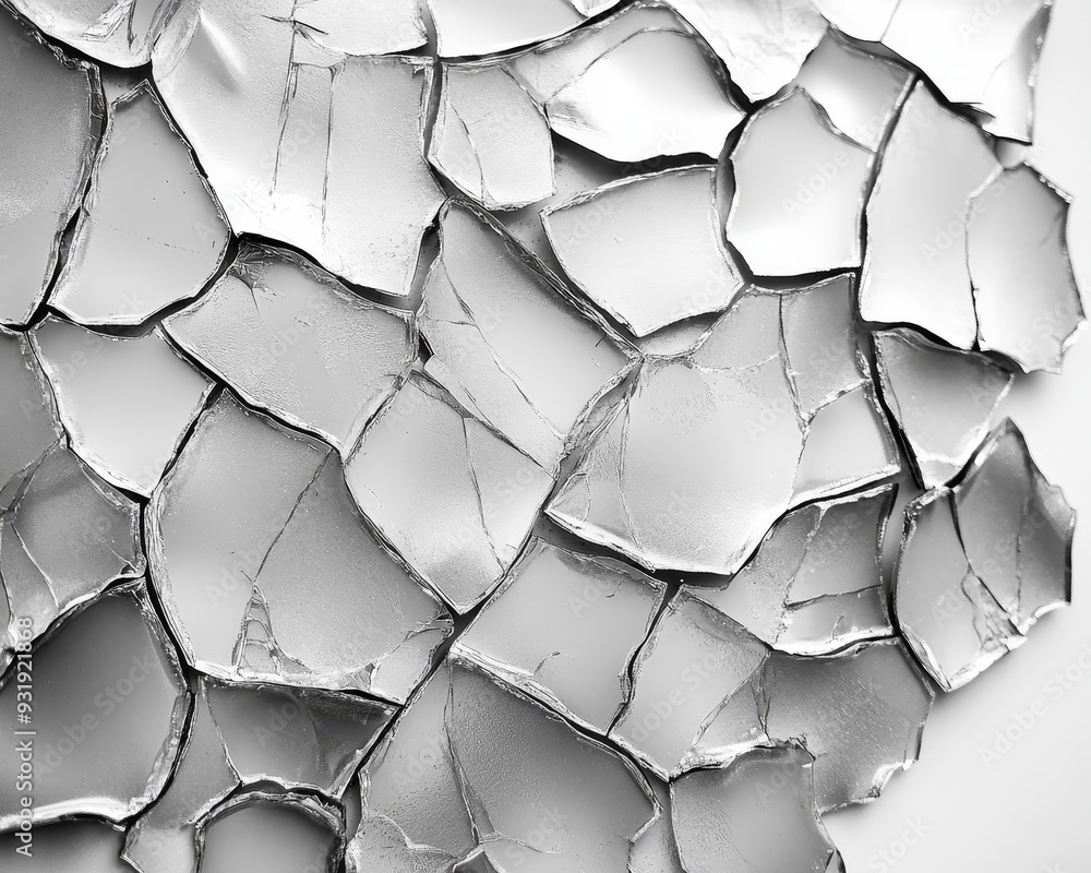 Shattered Glass A Monochromatic Mosaic of Geometric Fractures Closeup Perspective Shattered Glass A Monochromatic Mosaic of Geometric Fractures Closeup Perspective