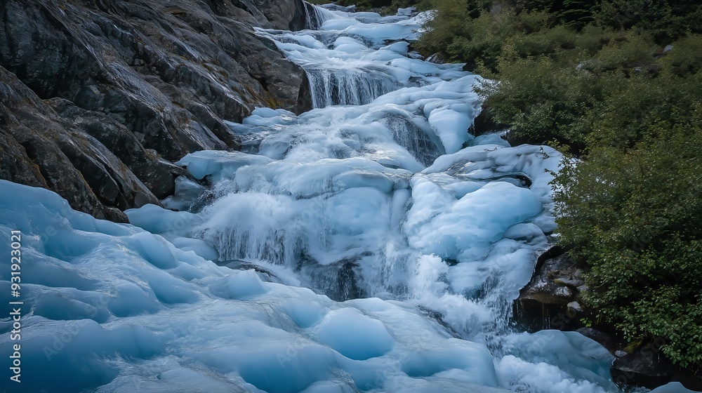 A Serene Glacial River Surrounded by Untamed Wilderness A Serene Glacial River Surrounded by Untamed Wilderness