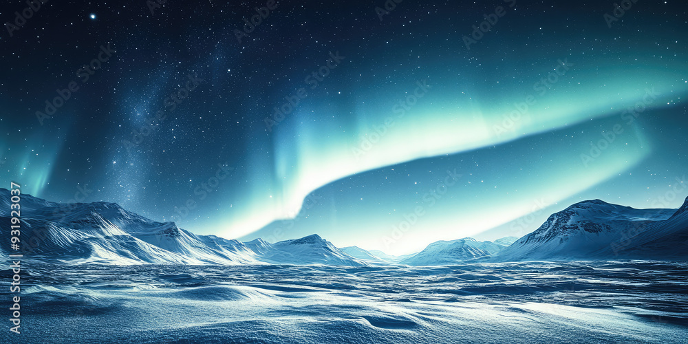 Northern Lights, Aurora Borealis illuminating the night sky. Beautiful landscape for wallpaper.