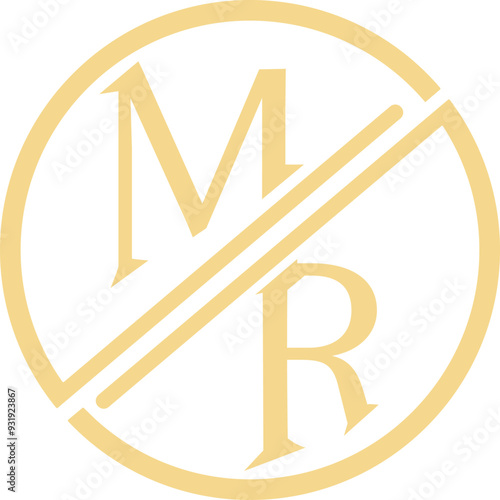 Luxury MR logo design. Circle RM logo design. MR logo design. Golden. MR logo vectors royalty. R icon design. M vectors icon unique vectors.