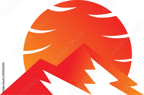 Landscape logo design. Summery logo design. Summary  T shirt design. Mountain logo design. Natural logo design.