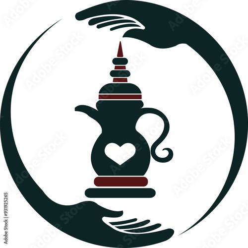 JUK logo design. Arabic Pot logo design. Coffee pot logo design. Water Pot logo design. Mineral Water pot logo design. Hand care, Fresh ness logo design. Care logo vectors.