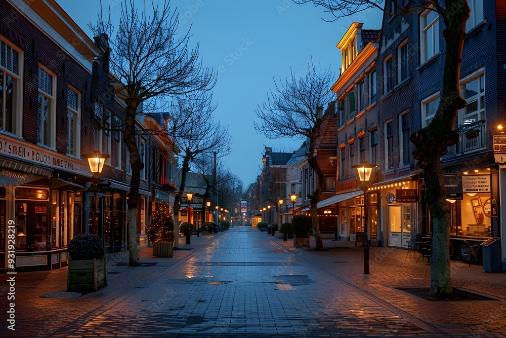 Serene Evening Stroll Through a Charming European Street Serene Evening Stroll Through a Charming European Street