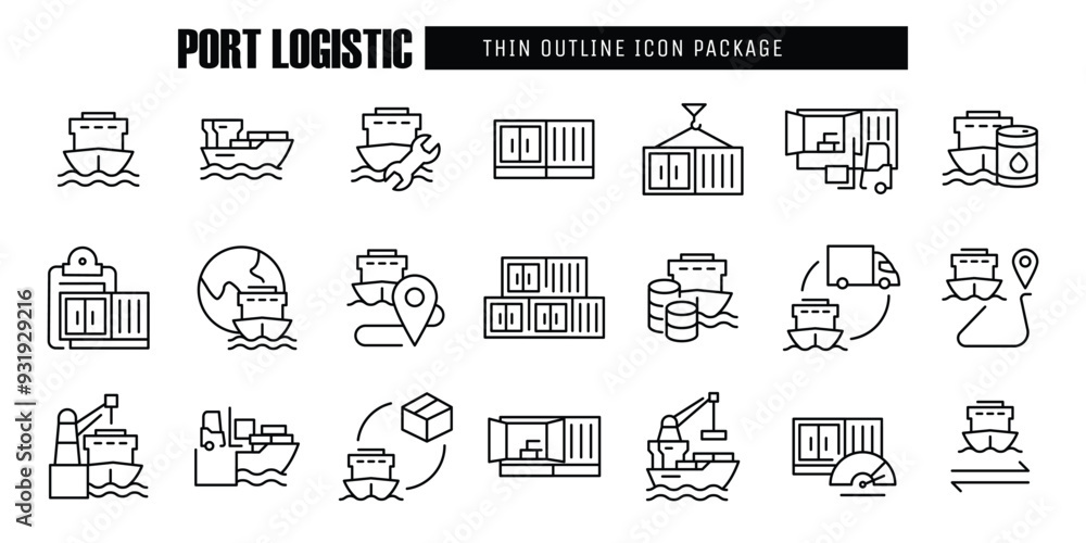 Ταπετσαρία port logistic thin outline icon vector design good for web and mobile app