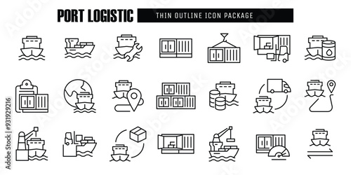 port logistic thin outline icon vector design good for web and mobile app