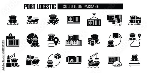 port logistic solid icon vector design good for web and mobile app