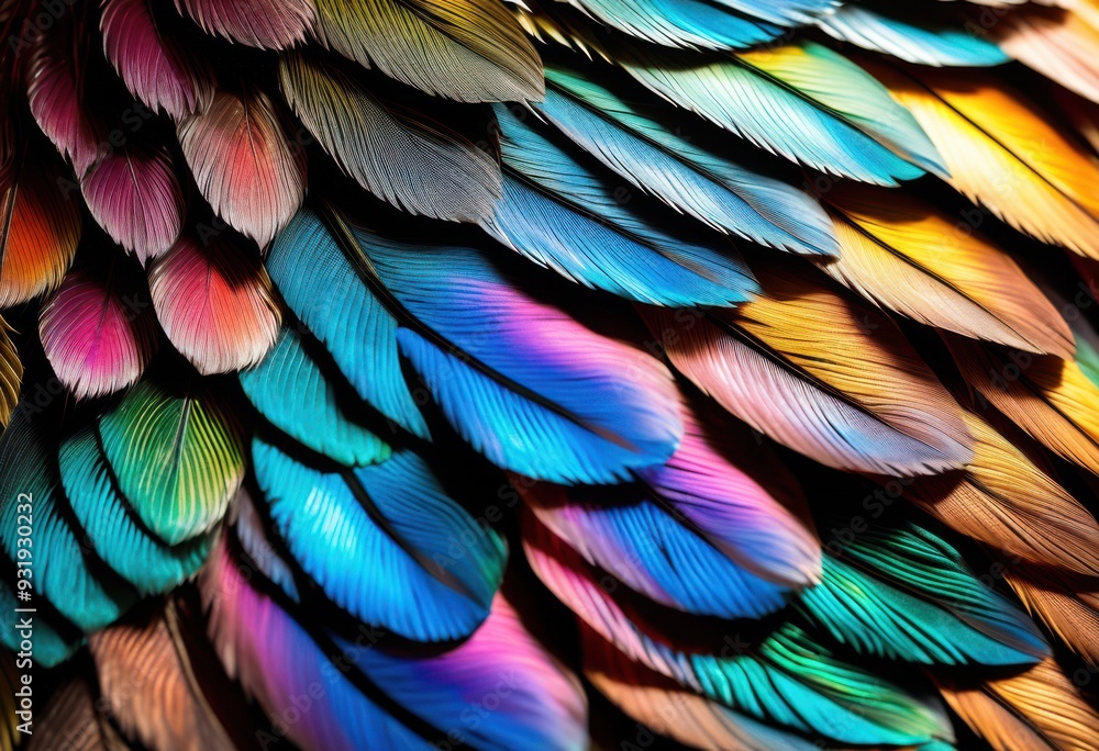 Obraz premium vibrant close ups showcasing unique animal textures patterns stunning detail, fur, scale, colorful, feather, skin, nature, design, wildlife, macro