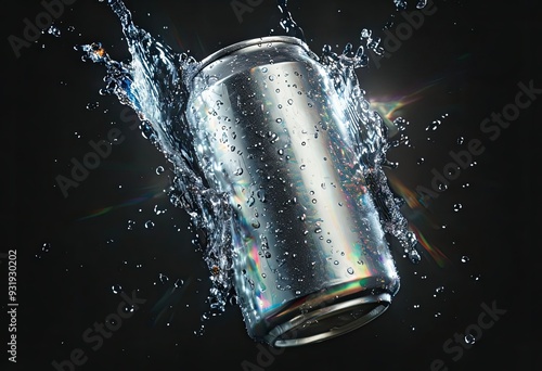 Aluminum Can Splashing Water