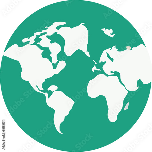 World Map with Globe Vector Illustration