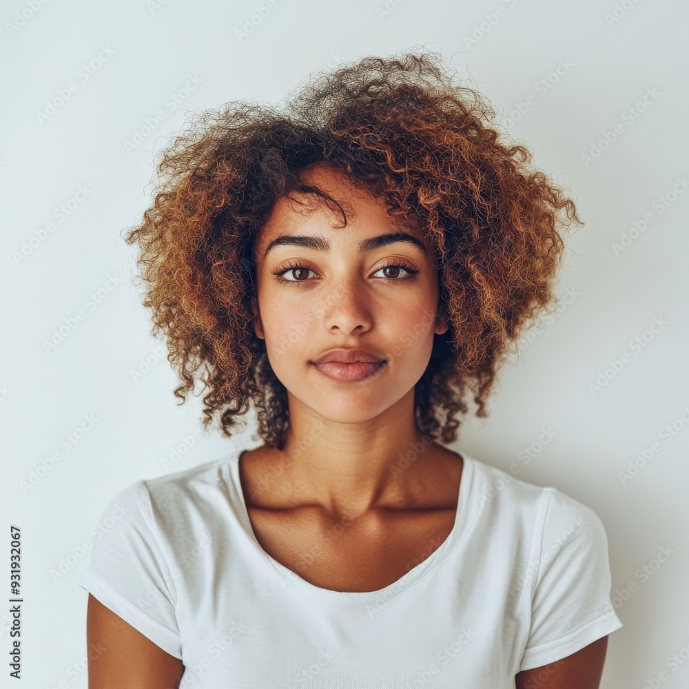 A close-up portrait of a beautiful smiling woman without her hair in a curly style isolated on a transparent background A close-up portrait of a beautiful smiling woman without her hair in a curly style isolated on a transparent background