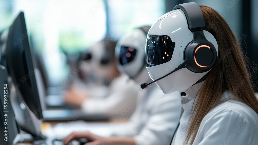 Naklejka premium Robots Boosting Customer Support