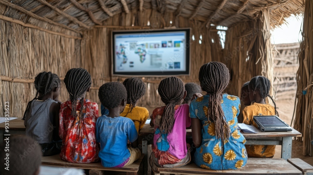 African Students Watching TV. African Students Watching TV.