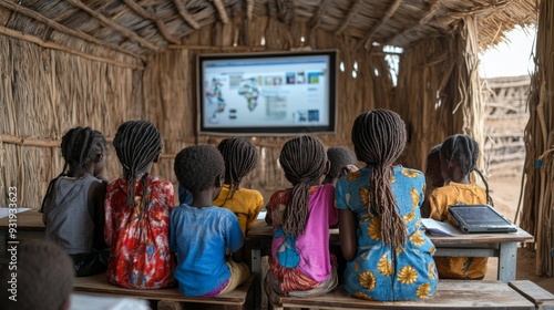 African Students Watching TV.