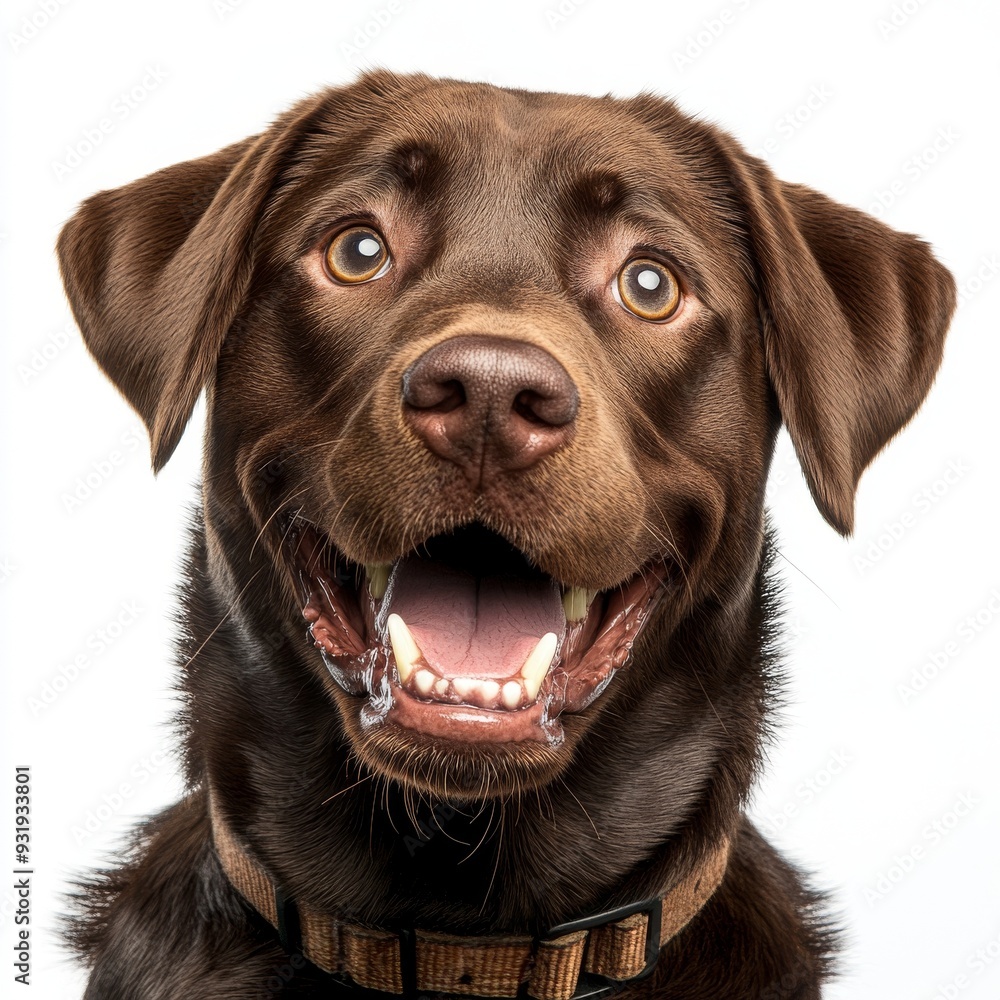 Close-up of a black labrador retriever dog on a transparent background Close-up of a black labrador retriever dog on a transparent background