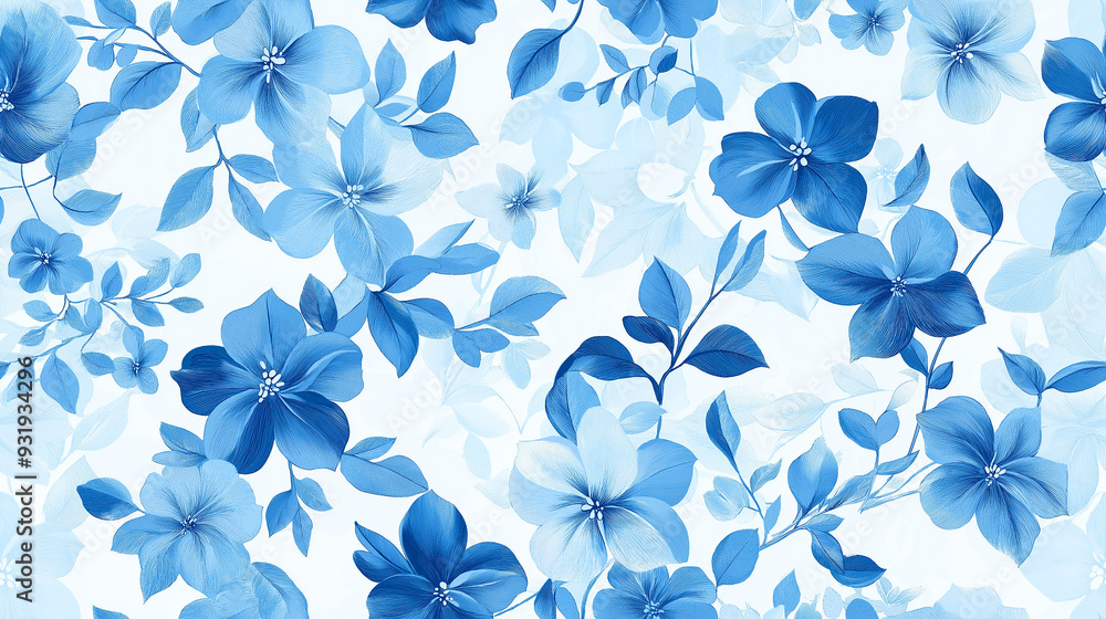 A serene seamless pattern featuring delicate blue flowers on a light background. The design is elegant, calming, and ideal for a peaceful environment. A serene seamless pattern featuring delicate blue flowers on a light background. The design is elegant, calming, and ideal for a peaceful environment.