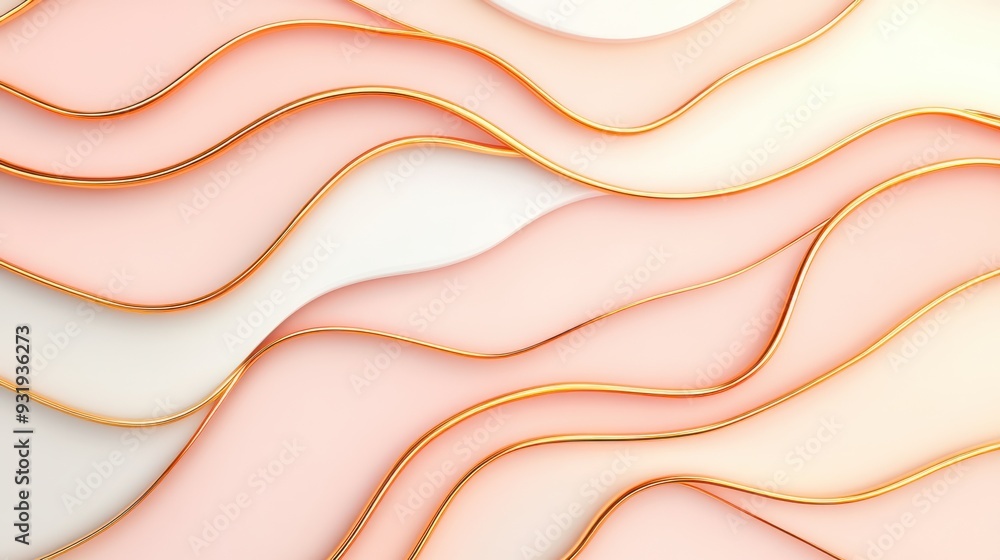 Elegant abstract wave pattern with soft pink hues and delicate gold accents, perfect for modern design and artistic projects. Elegant abstract wave pattern with soft pink hues and delicate gold accents, perfect for modern design and artistic projects.