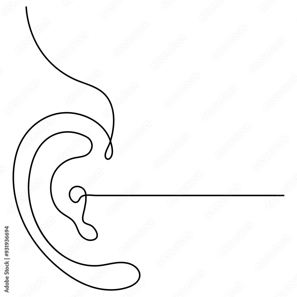 Ear single line art, continuous one line drawing of Isolated outline vector art
Ear single line art, continuous one line drawing of Isolated outline vector art