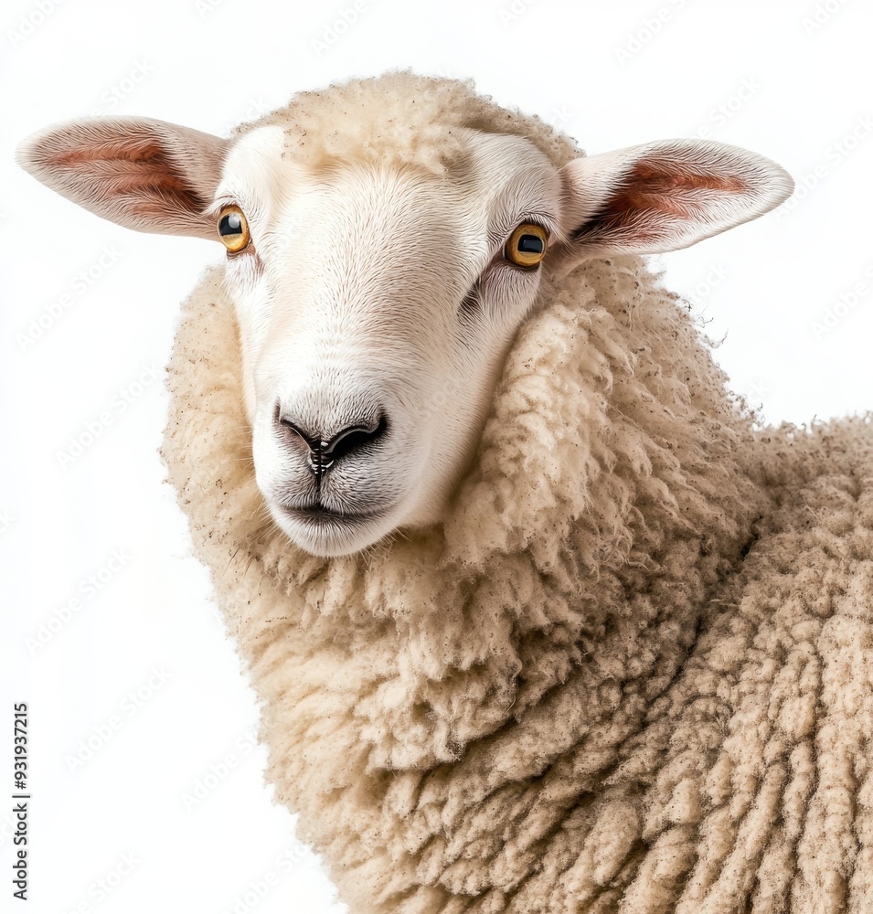Cutout of a sheep front view isolated on a white background Cutout of a sheep front view isolated on a white background