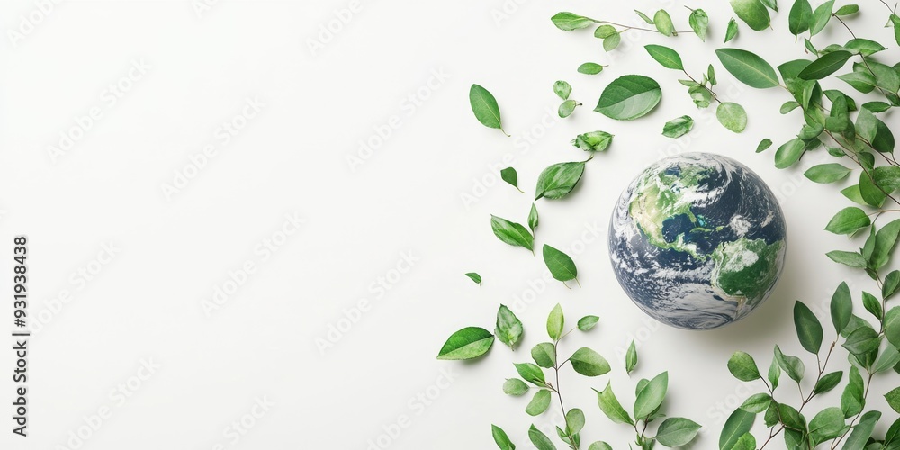 Earth Day Concept: Minimalist White Background Design for World Environment Day. Sustainable ESG and Green Energy Illustration Promoting Eco-Friendly Practices and Environmental Stewardship. Ideal for Earth Day Concept: Minimalist White Background Design for World Environment Day. Sustainable ESG and Green Energy Illustration Promoting Eco-Friendly Practices and Environmental Stewardship. Ideal for