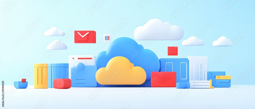 Streamlined Data Management Modern Illustration of Cloud Storage and Encryption Streamlined Data Management Modern Illustration of Cloud Storage and Encryption