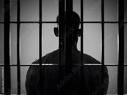 Silhouette of person in jail photo