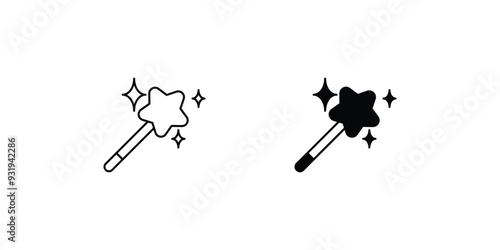 magic vand set icon with white background vector stock illustration