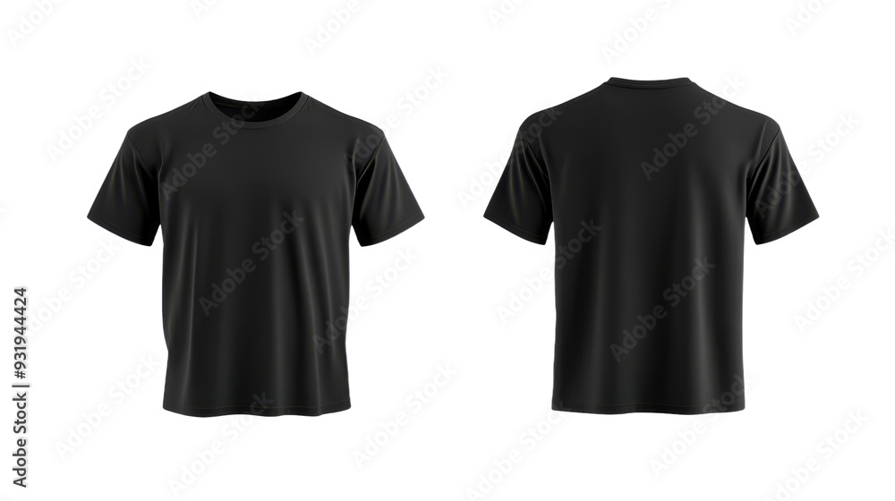 Black Round-Neck T-Shirt Mockup: Front and Back View on Transparent Background, PNG file, graphic resources Black Round-Neck T-Shirt Mockup: Front and Back View on Transparent Background, PNG file, graphic resources