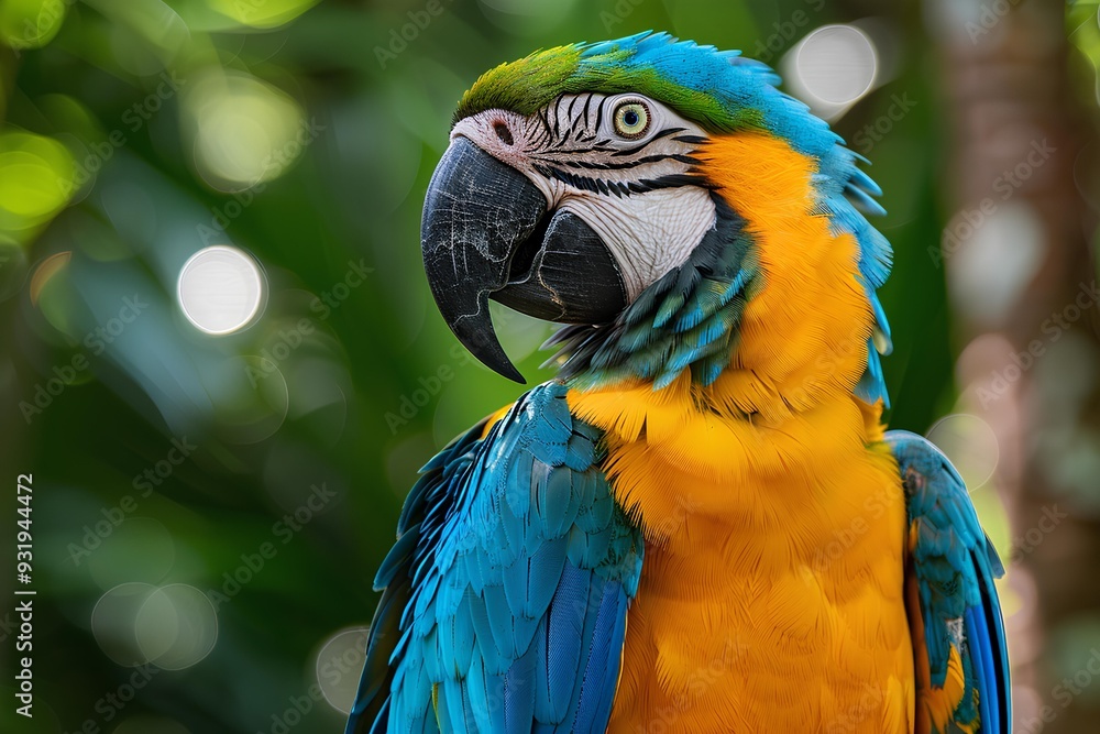 A colorful parrot sitting on top of a tree branch A colorful parrot sitting on top of a tree branch