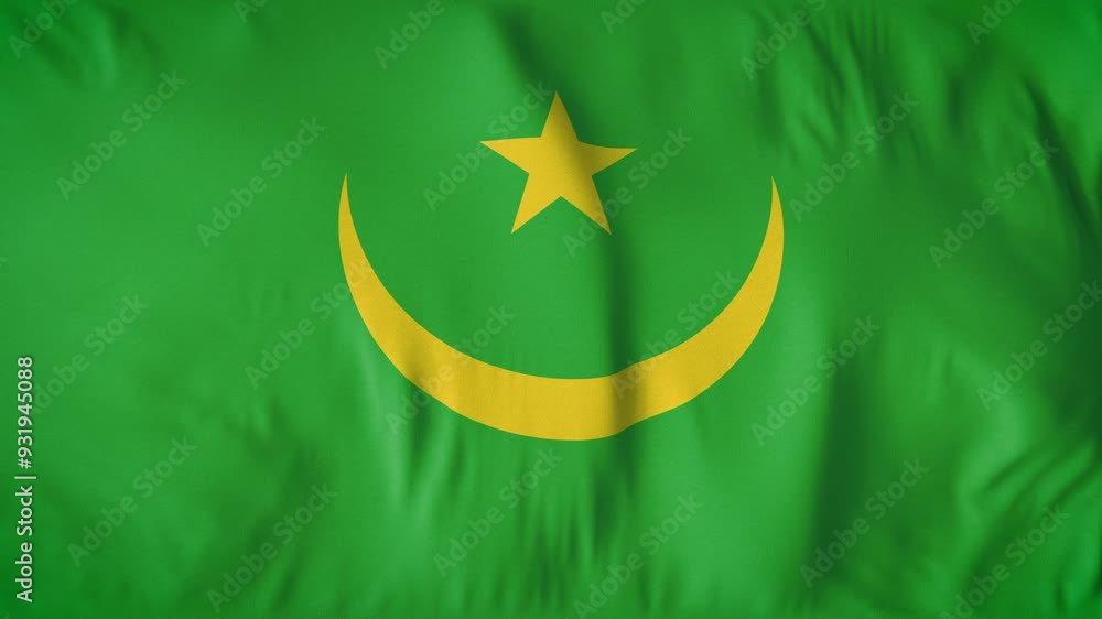 MAURITANIA COUNTRY FLAG. A mesmerizing, ultra-slow-motion video of a high-quality flag gracefully waving in the wind, capturing every delicate ripple and fold in stunning detail. MAURITANIA COUNTRY FLAG. A mesmerizing, ultra-slow-motion video of a high-quality flag gracefully waving in the wind, capturing every delicate ripple and fold in stunning detail.