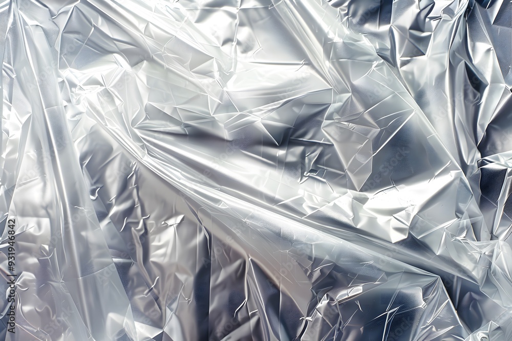 Obraz premium Shimmering Silver Plastic Texture with Wrinkles and Creases
