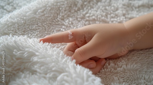 Wallpaper Mural Baby girl pointing to itchy mosquito bites on towel. Torontodigital.ca