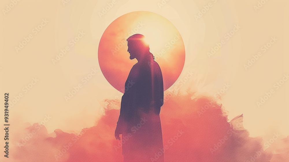 Φωτογραφία A minimalist illustration depicting the Resurrection of Jesus, emphasizing the moment of triumph and new life