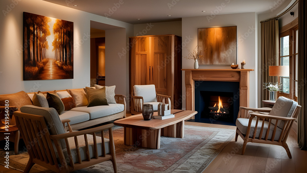 warm and inviting room with elegant natural wooden furniture warm and inviting room with elegant natural wooden furniture