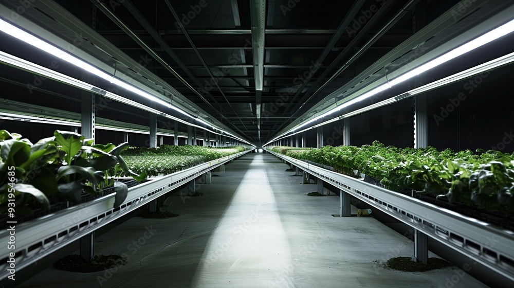 Obraz premium Photo of a vertical farm in which vegetables grow