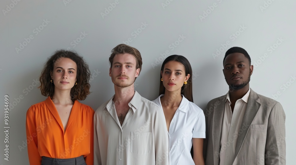 Diverse young professionals in studio for ad new workforce concept. Diverse young professionals in studio for ad new workforce concept.