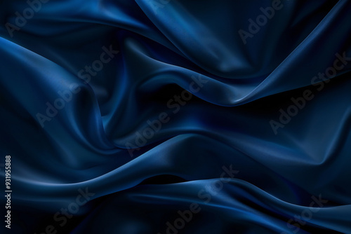 Wallpaper Mural Dark Blue Silky Fabric Texture - Luxurious and Smooth Navy Fabric with Elegant Flowing Waves Torontodigital.ca