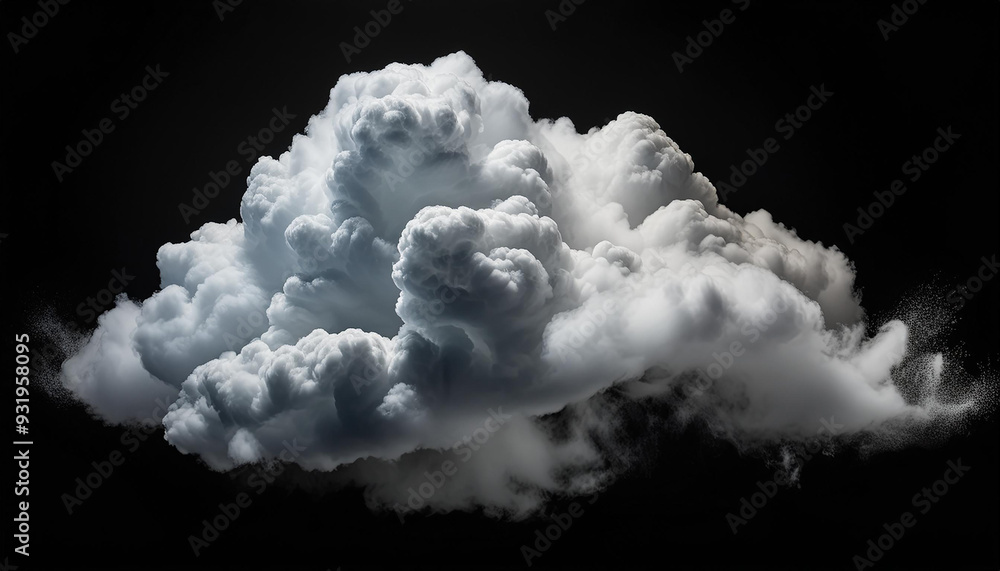 Fluffy cloud isolated on black background, weather theme. Nature beauty rainfall. Atmosphere climate Fluffy cloud isolated on black background, weather theme. Nature beauty rainfall. Atmosphere climate