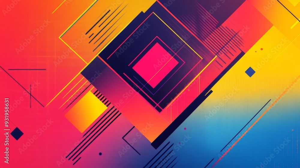 Minimalist digital background with geometric shapes in bright colors, creating a modern, sleek look Minimalist digital background with geometric shapes in bright colors, creating a modern, sleek look