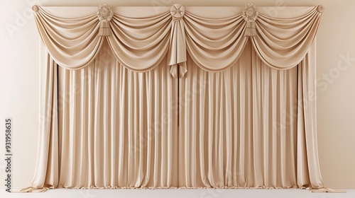 Beautiful theater curtains in beige color