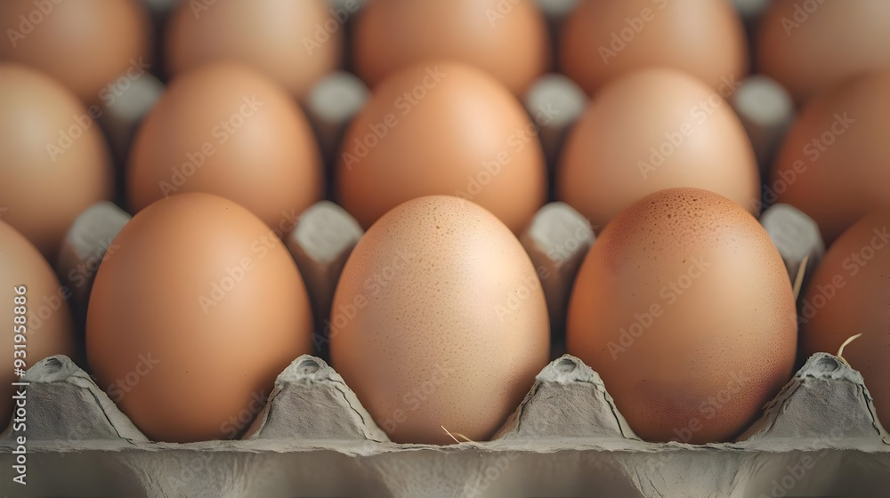 Closeup of Freshly Laid Brown Eggs in Carton Assortment Closeup of Freshly Laid Brown Eggs in Carton Assortment