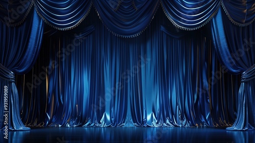 Beautiful theater curtains cobalt colors