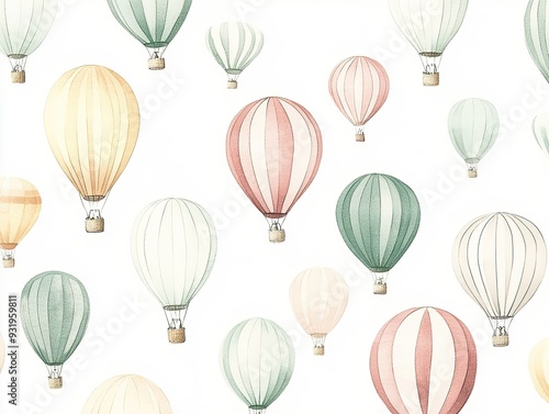 Hot air balloon illustration in pastel colours