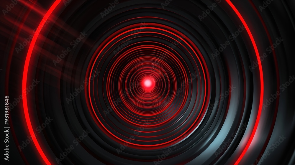 Abstract red glowing lines on a dark circular background. Abstract red glowing lines on a dark circular background.