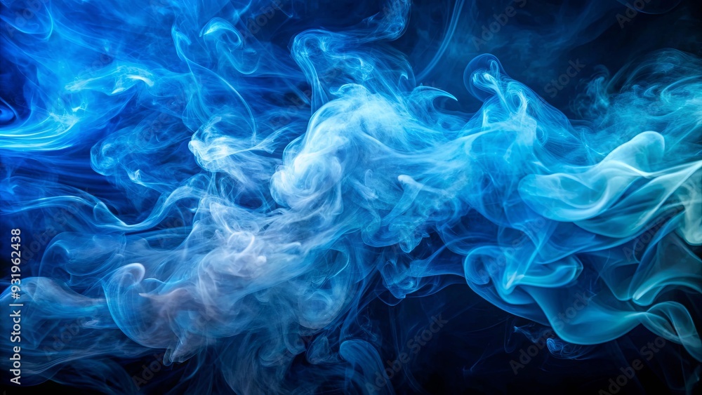 Swirling blue smoke creating a mysterious and dreamy atmosphere Swirling blue smoke creating a mysterious and dreamy atmosphere