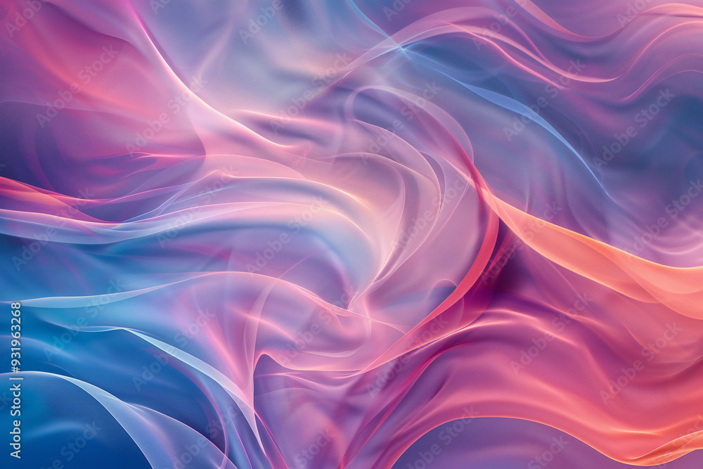 Fototapeta premium Abstract Soft Pastel Waves - Gentle and Fluid Digital Art with Dreamy Gradient Colors and Smooth Flow