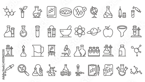 science laboratory icon collection line vector design in trendy style