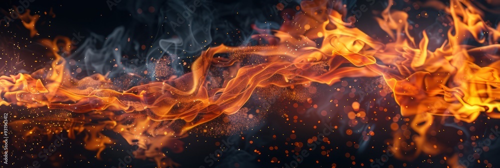 Abstract Fiery Flames with Smoke and Sparkles Abstract Fiery Flames with Smoke and Sparkles