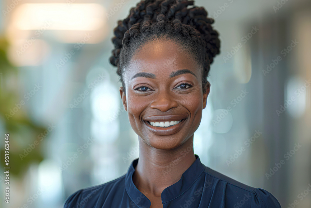 A woman with a black shirt and a black ponytail is smiling A woman with a black shirt and a black ponytail is smiling