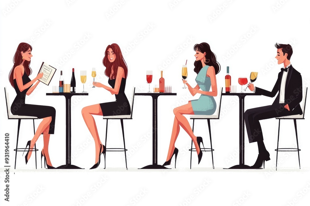 Four People Sitting at a Table with Drinks Four People Sitting at a Table with Drinks