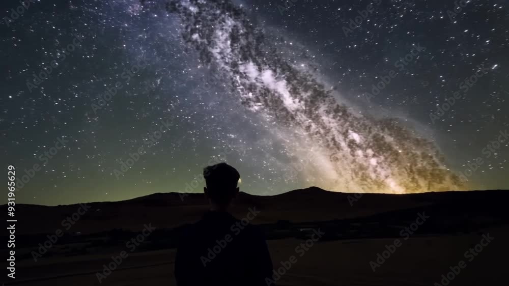 The observer's silhouette stands out against the twinkling stars, as they delve into the depths of the universe. The observer's silhouette stands out against the twinkling stars, as they delve into the depths of the universe.